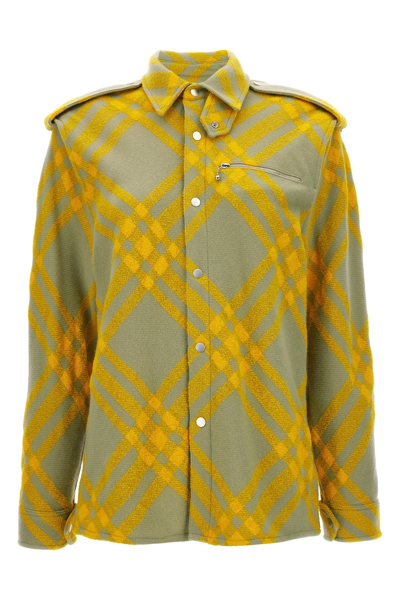 Burberry Zippered Chest Pocket Plaid Overshirt In Multi