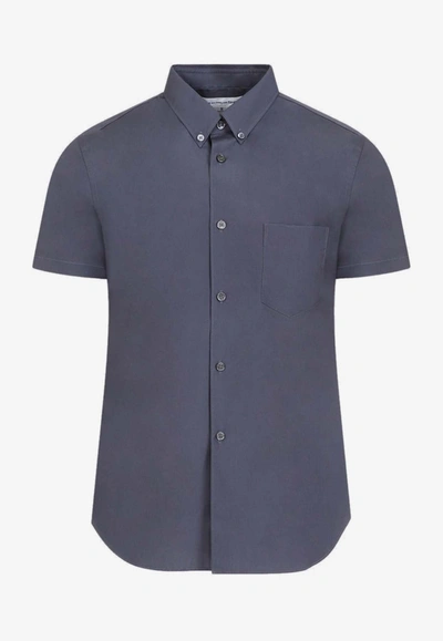 Comme Des Garçons Shirt Button-down Short-sleeved Shirt In Gray