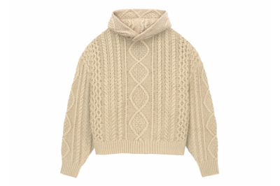 Pre-owned Fear Of God Essentials Cable Knit Hoodie Gold Heather