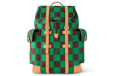 Pre-owned Louis Vuitton Christopher Mm Backpack Damier Pop Green