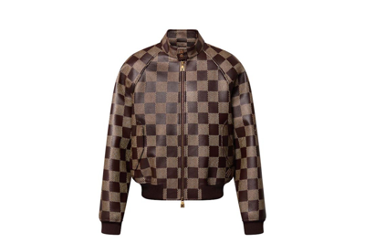 Pre-owned Louis Vuitton Damier Leather Harrington Jacket Golden Brown