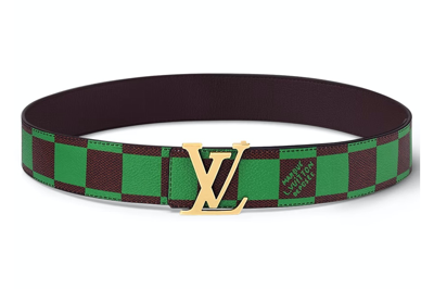 Pre-owned Louis Vuitton Lv Initiales 40mm Reversible Belt Damier Pop Green