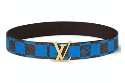 Pre-owned Louis Vuitton Lv Initiales 40mm Reversible Belt Damier Pop Blue