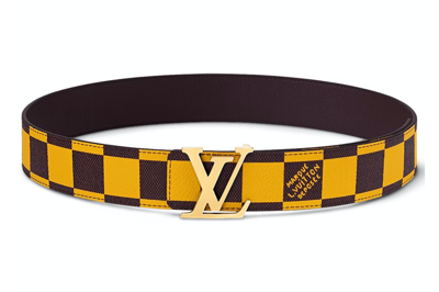 Pre-owned Louis Vuitton Lv Initiales 40mm Reversible Belt Damier Pop Jaune Mat