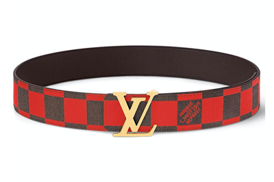 Pre-owned Louis Vuitton Lv Initiales 40mm Reversible Belt Damier Pop Red