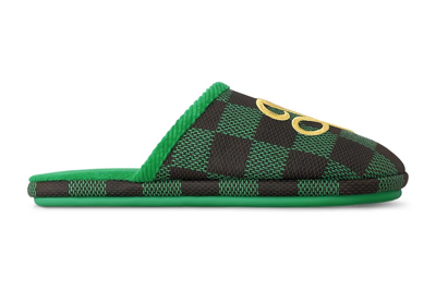 Pre-owned Louis Vuitton Lv Palace Slipper Damier Pop Green