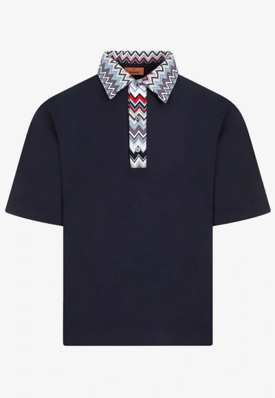 Missoni Chevron-polo Collar T-shirt In Multicolor