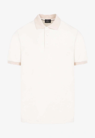 Brioni Men's Cotton Polo Shirt In Cream