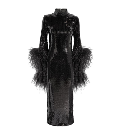 Taller Marmo Ostrich-feather Del Rio Disco Dress In Black