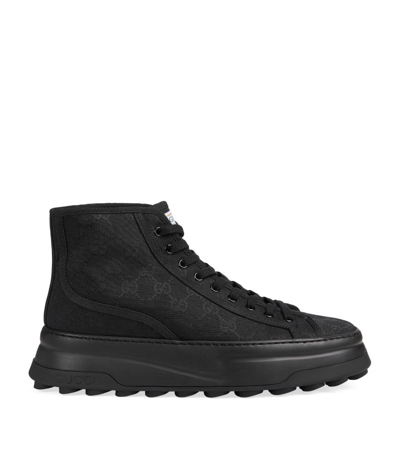 Gucci Gg-canvas High-top Sneakers In Black/black