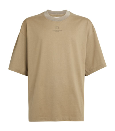 Wooyoungmi Embroidered Square Logo T-shirt In 703e Beige