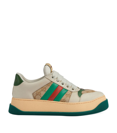 Gucci Screener Panelled Sneakers In Nude