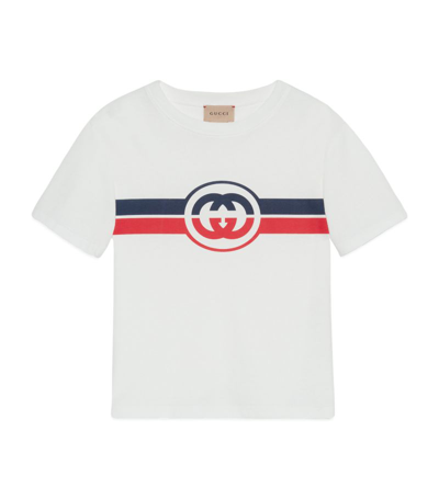 Gucci Kids' Childrens Printed Cotton Jersey T-shirt In New White Navy Red Mc