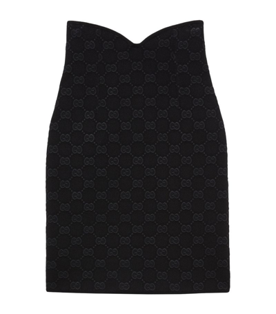 Gucci Black Gg Monogram Jacquard Midi Skirt In Default Title