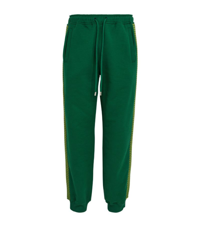 Lanvin Embroidered-tape Curb Sweatpants In Green