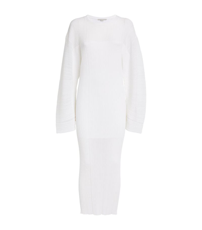 Stella Mccartney Plissé Fine-knit Midi Dress In White