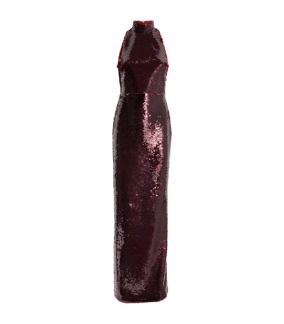 Safiyaa Sequinned Viba Gown In Brown