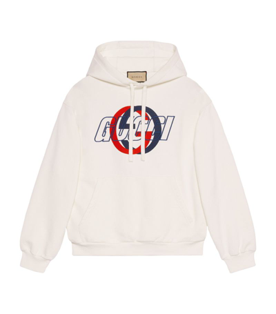 Gucci Logo-embroidered Cotton Hoodie In White