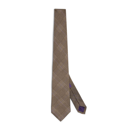 Ralph Lauren Purple Label Cashmere Check Tie In Brown