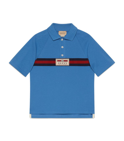 Gucci Kids Web Stripe Polo Shirt (4-12 Years) In Blue