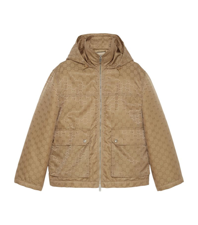 Gucci Gg Nylon Canvas Padded Jacket In Beige