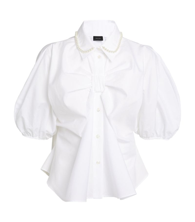 Simone Rocha Bow-front Cotton-poplin Shirt In White