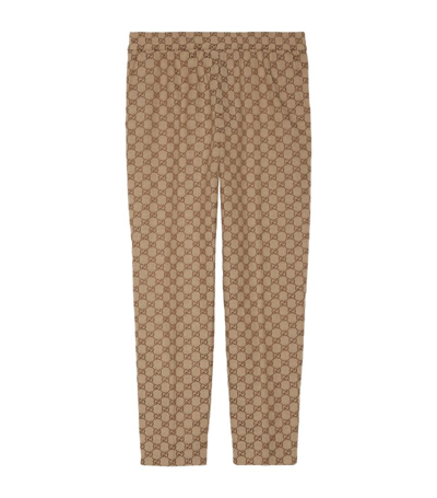 Gucci Gg Cotton Blend Canvas Jogging Trousers In Nude & Neutrals