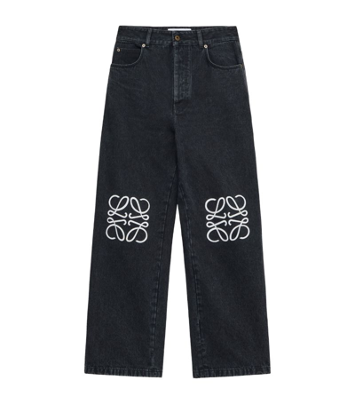 Loewe Anagram Straight-leg Logo-appliquéd Jeans In Black