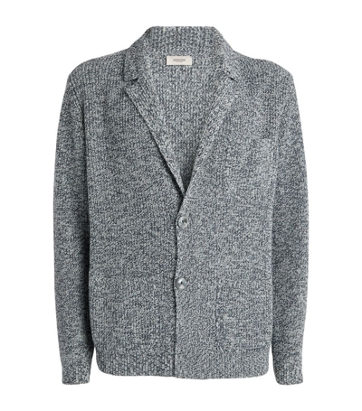 Agnona Cashmere-cotton Knitted Cardigan In Navy