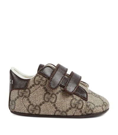 Gucci Kids Velcro-fastening Ace Trainers In Brown