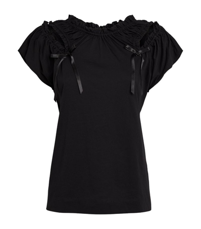 Simone Rocha Bow-detail Gathered T-shirt In Black