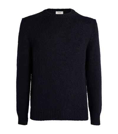 Agnona Cotton-silk Crew-neck Sweater In Blue