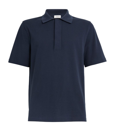 Lanvin Oversized Cotton Jersey Polo Shirt In Blue
