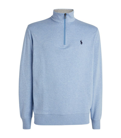 Polo Ralph Lauren Cotton-blend Quarter-zip Sweater In Blue