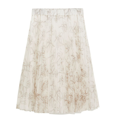 Brunello Cucinelli Kids' Pleated Floral Print Skirt (4-12+ Years) In White