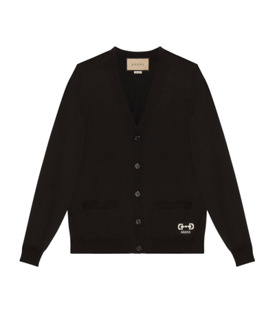 Gucci Horsebit-intarsia Wool Cardigan In Black