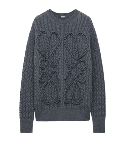 Loewe Wool Anagram Sweater In Grey