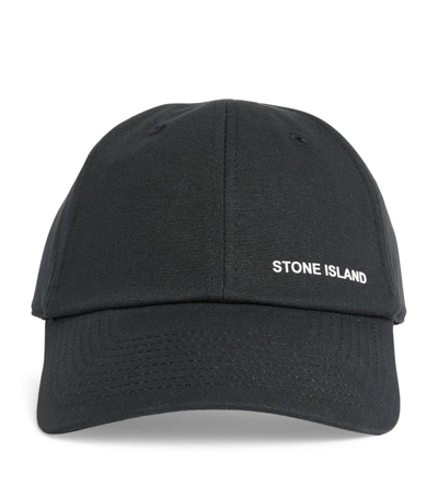 Stone Island Logo Baseball Cap In Black