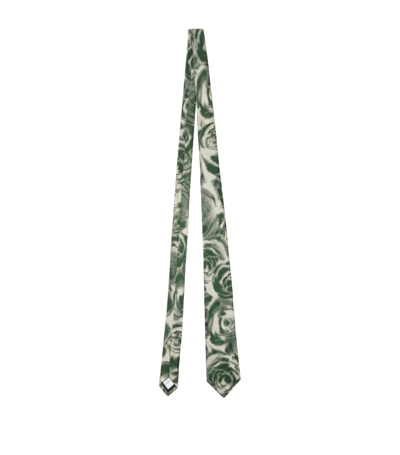 Burberry Floral-print Silk Tie In Ivy
