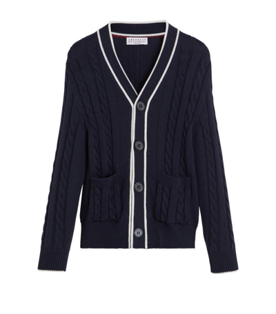 Brunello Cucinelli Kids' Cotton Cardigan (4-12+ Years) In Blue