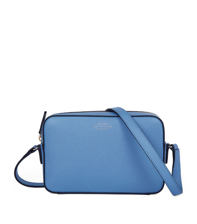 Smythson Small Camera Bag In Panama In Nile Blue