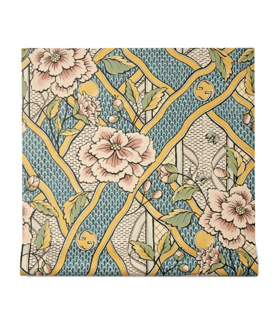 Gucci Floral Print Wallpaper In Blue