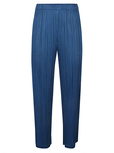 Issey Miyake Mc August Plissé Cropped Trousers In Blue