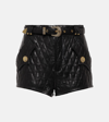 BALMAIN QUILTED LEATHER SHORTS
