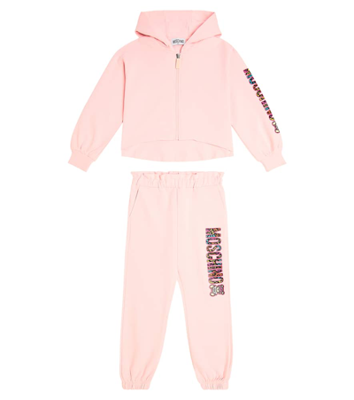 Moschino Kids' Cotton-blend Jersey Tracksuit In Pink