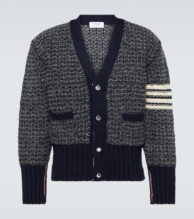 Thom Browne 4-bar Wool And Mohair Cardigan In Blue