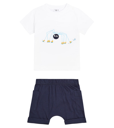 Il Gufo Baby Cotton Jersey T-shirt And Shorts Set In Multicoloured