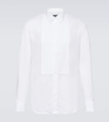 Giorgio Armani Cotton Tuxedo Shirt With Pleated Detail In Blanc