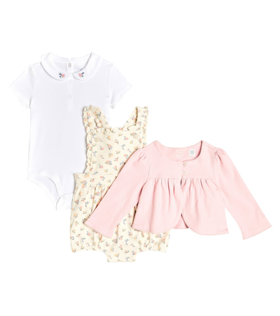 Polo Ralph Lauren Kids' Baby Jersey Playsuit, Bodysuit, And Cardigan Set In Multicoloured