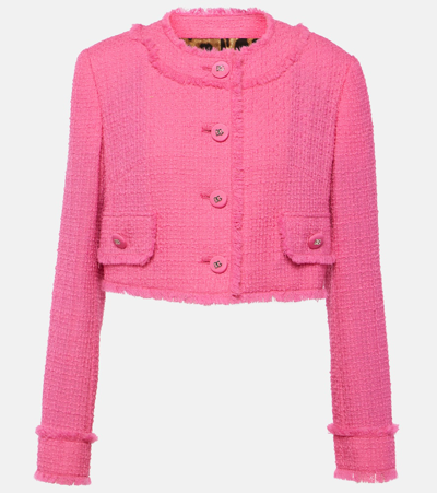 Dolce & Gabbana Raschel Cropped Wool-blend Tweed Jacket In Pink